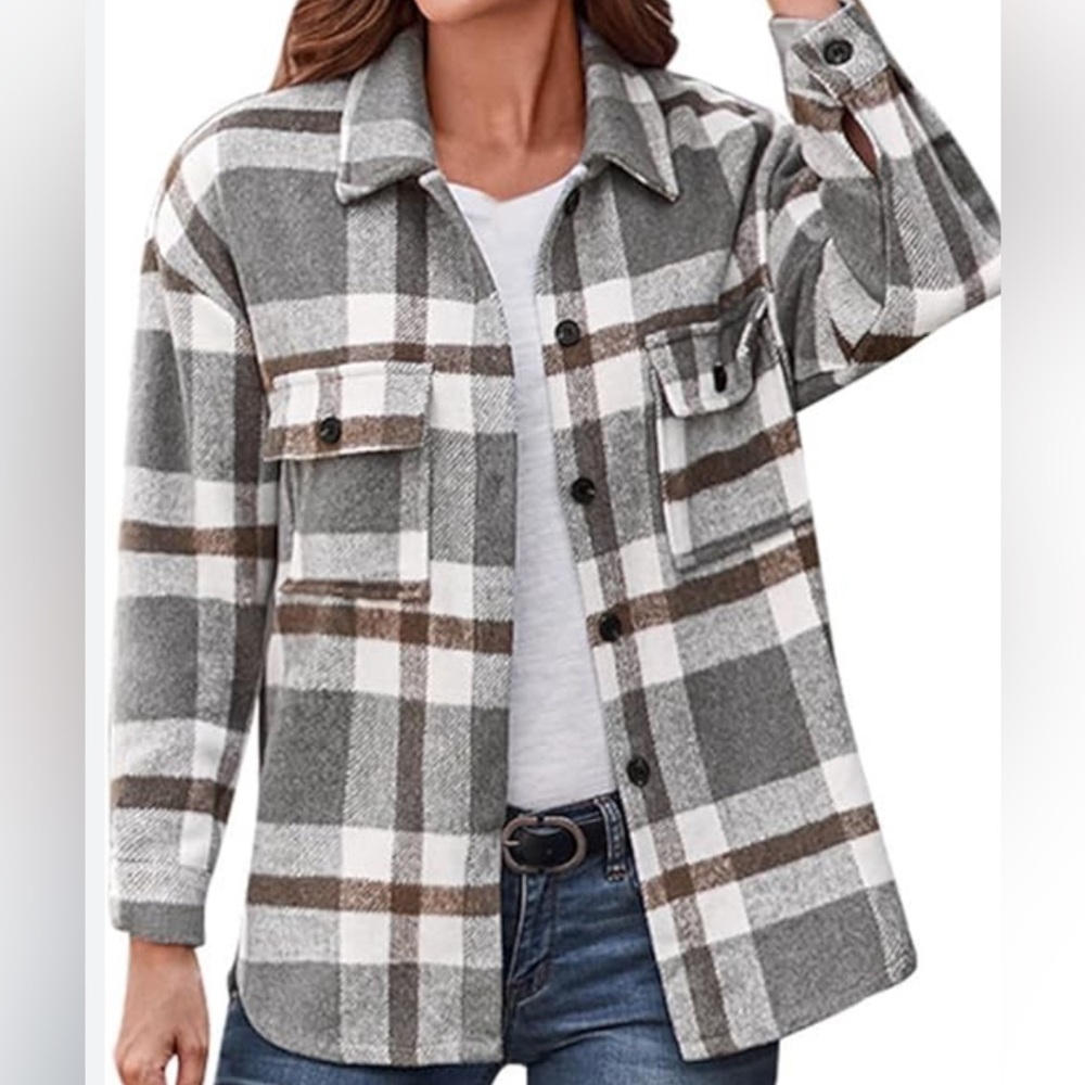 Plaid Flannel Checkered Shacket Size S